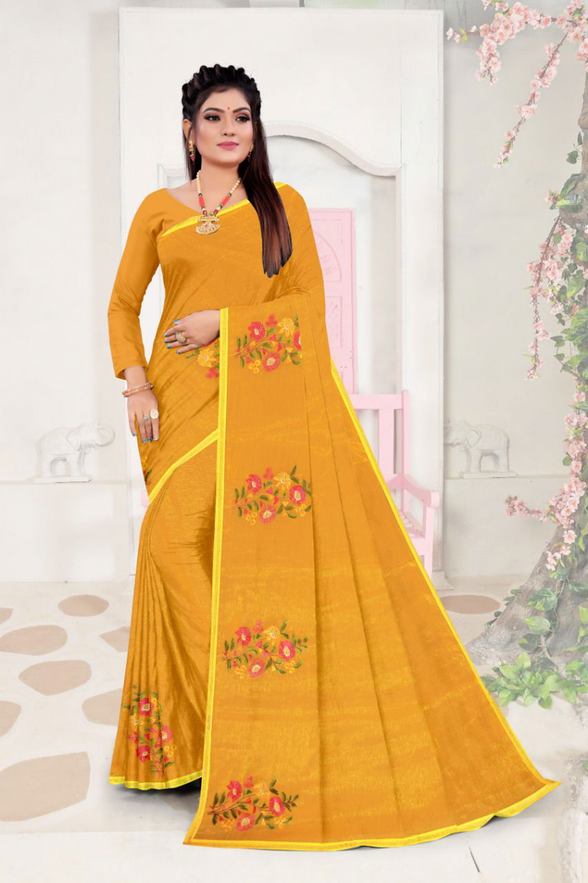 Shanaya Activa Fancy Designer Regular Waer Embroidery Work Chiffon Saree Collection